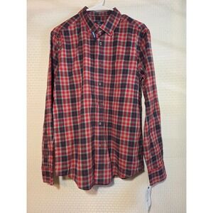NWT Men's Long Sleeve Plaid Button Down‎ Shirt Red Blue White Casual Size S